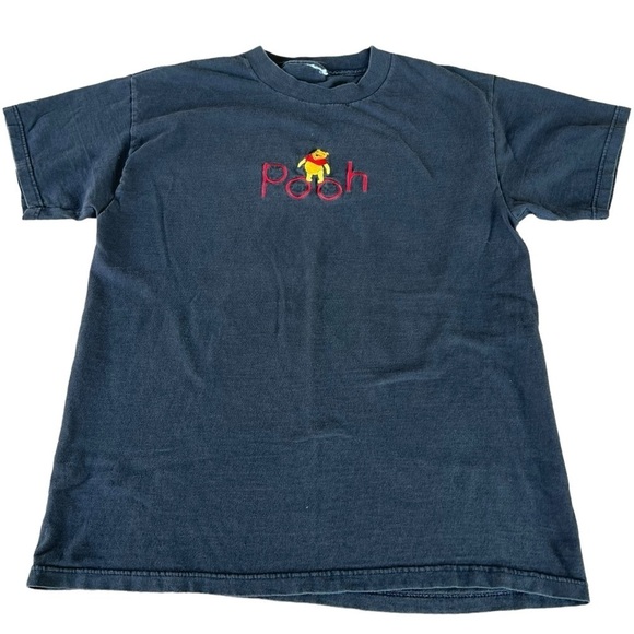 Vintage Winnie The Pooh Shirt Unisex Black Faded Embroidered Spell Out 90s Y2K - Picture 3 of 9